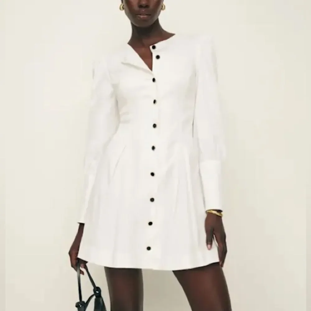 Reformation Lovisa Long Sleeve Stretch Organic Cotton Minidress - White - Size 6